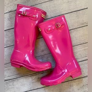 Hunter Boots Women’s Boots, Sz 5, Hot Pink, Tall, EUC!!!